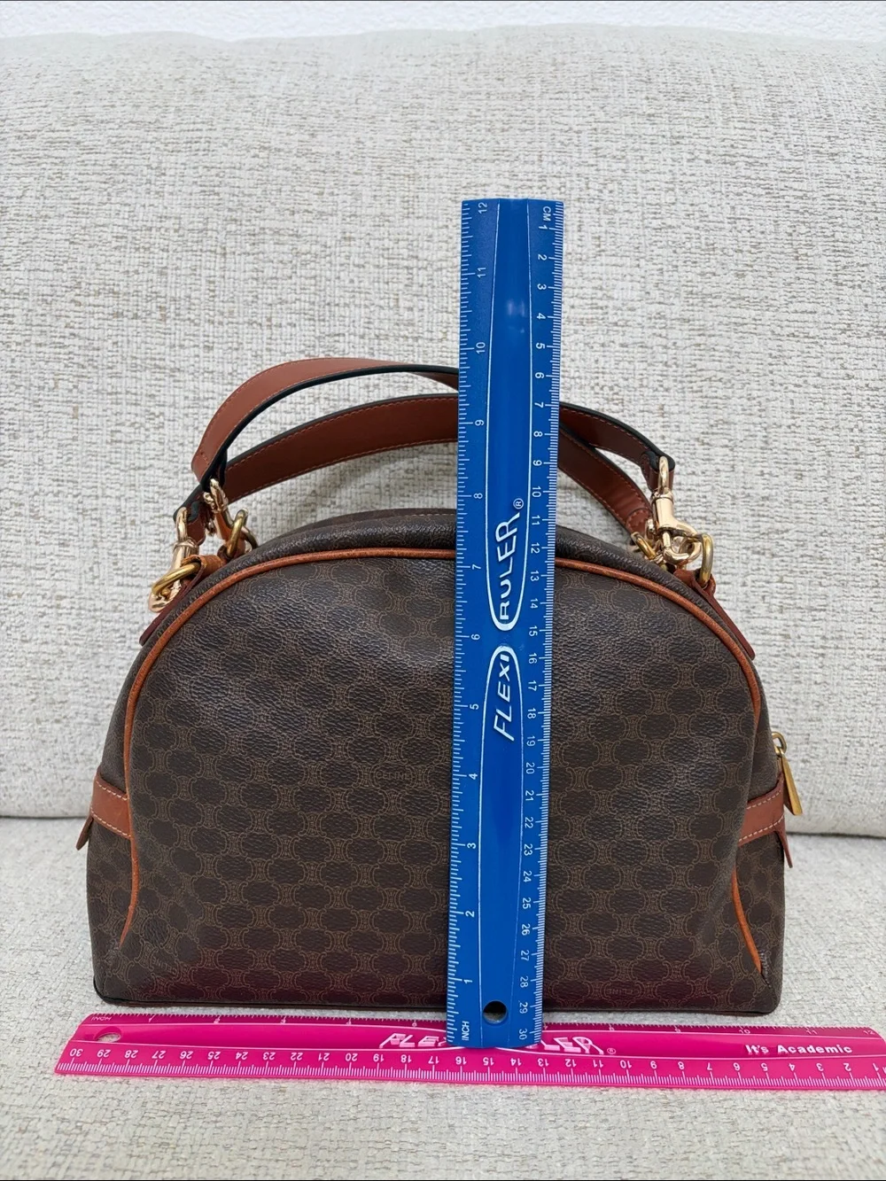1994 Celine Triomphe Macadam Monogram Dome Satchel